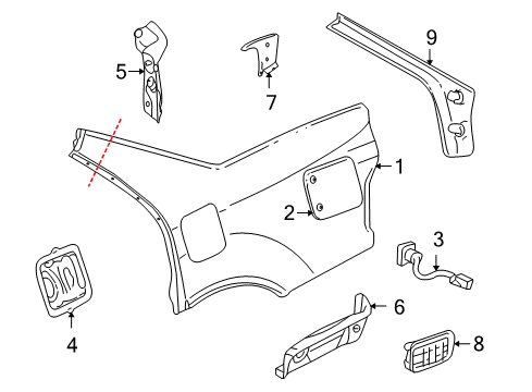 2004 Cadillac Seville Fuel Door Diagram for 25690873