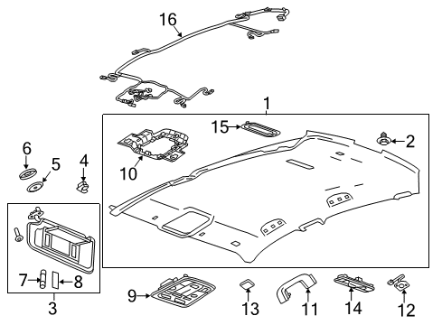 2019 Chevy Impala Dome Lamp Assembly, Titanium Diagram for 22800747