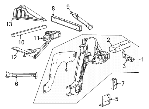 2025 Chevy Corvette Rear Floor & Rails Diagram 9 - Thumbnail