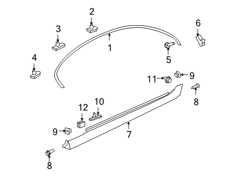 2009 Pontiac G8 Reveal Molding Retainer Diagram for 92207444