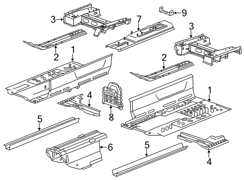 2015 Cadillac ELR Floor & Rails Diagram