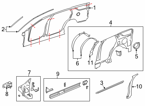 2009 Cadillac SRX Center Pillar Diagram