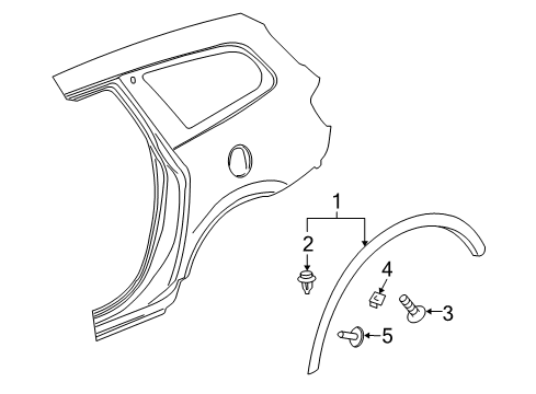 2014 Buick Enclave Wheel Opening Molding, Rear Passenger Side Diagram for 22785288