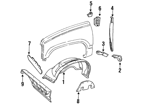 1997 Chevy C2500 Suburban Inner Components - Fender Diagram