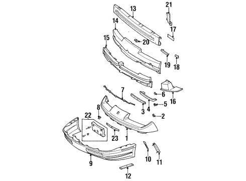 1995 Saturn SL2 Bumper & Components - Front Diagram