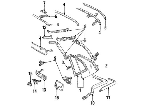 1993 Cadillac Allante Molding, Passenger Side Diagram for 1641855