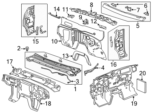 2018 Chevy Colorado Instrument Panel Bracket Diagram for 52016407