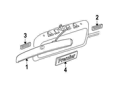 2001 Oldsmobile Silhouette Nameplate, Gold, Rear Diagram for 10342809