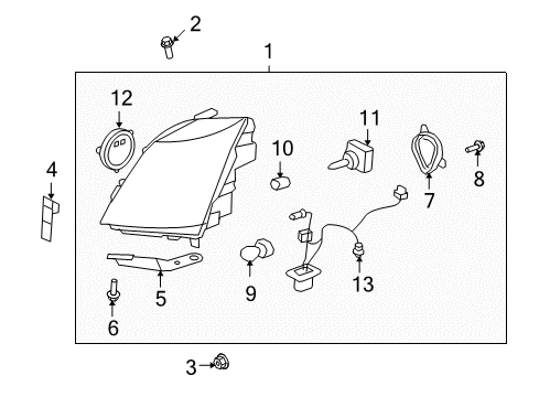 2013 Cadillac CTS Headlamp Assembly, Front Passenger Side Diagram for 22755334