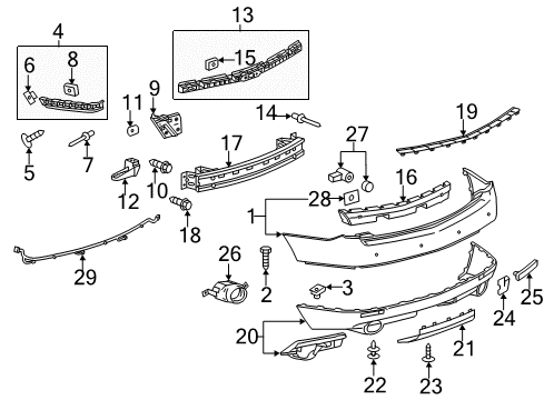 2013 Cadillac SRX Bumper & Components - Rear Diagram