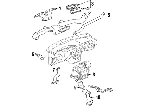 1997 Oldsmobile Cutlass Defroster Duct, Driver Side Diagram for 22624626