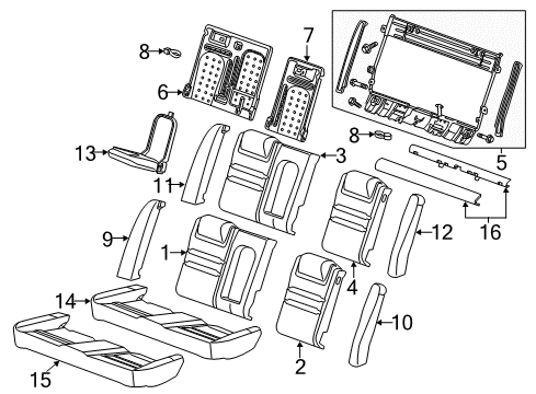 2006 Chevy Monte Carlo Seat Back Pad, Driver Side Diagram for 19123029