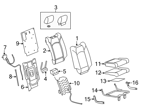 2014 GMC Acadia Seat Back Cover, Titanium, Passenger Side Diagram for 22971685