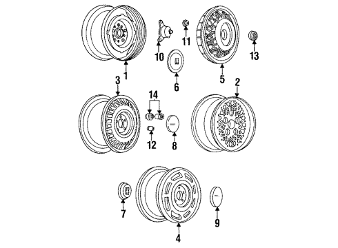 1991 Oldsmobile 98 Wheel Nut, Front Rear Diagram for 10017687