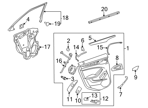 2012 Cadillac CTS Window Molding, Rear Passenger Side Diagram for 25846026