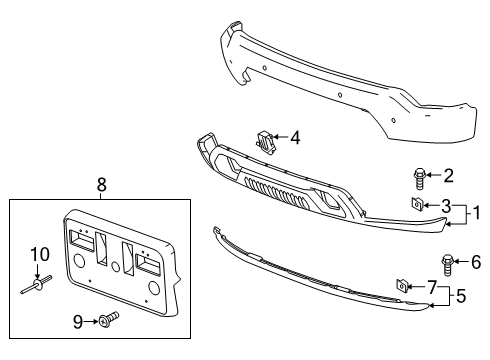 2019 GMC Sierra 1500 Bumper & Components - Front Diagram 4 - Thumbnail