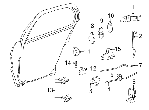 2002 Pontiac Sunfire Rear Door - Lock & Hardware Diagram