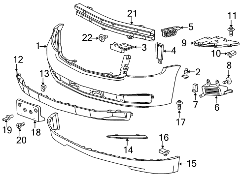 2015 Chevy Tahoe Bumper & Components - Front Diagram 2 - Thumbnail