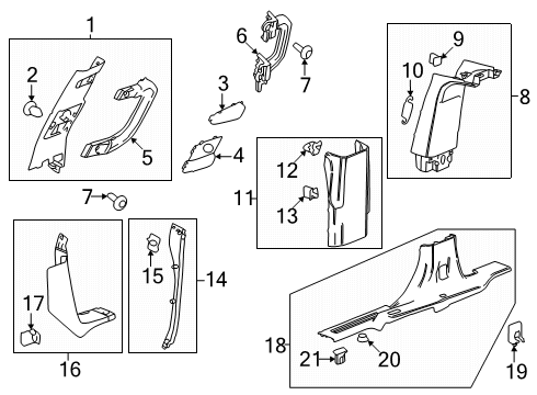 2024 GMC Hummer EV SUV Interior Trim - Pillars Diagram