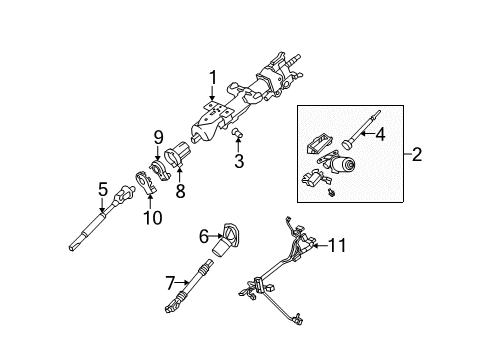 2009 Hummer H2 Steering Column Diagram for 19210018