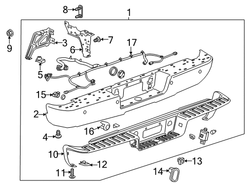 2014 Chevy Silverado 1500 Bumper & Components - Rear Diagram 2 - Thumbnail