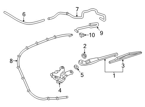 2018 Cadillac XT5 Wiper Motor Grommet Diagram for 96845654