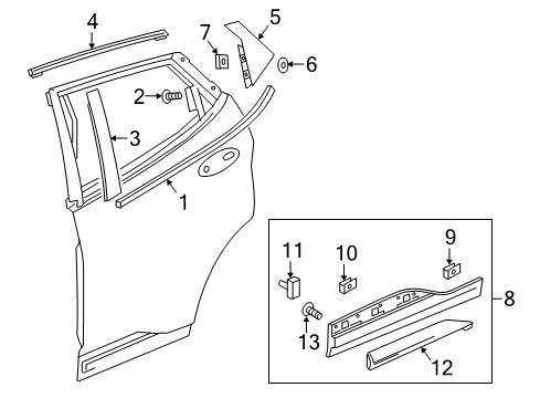 2017 Chevy Bolt EV Exterior Trim - Rear Door Diagram