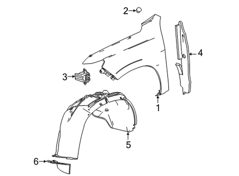 2025 Cadillac Escalade Fender & Components Diagram