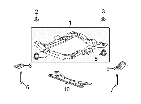 2011 Buick Enclave Engine Cradle Lower Insulator, Front Driver Side Diagram for 25944112