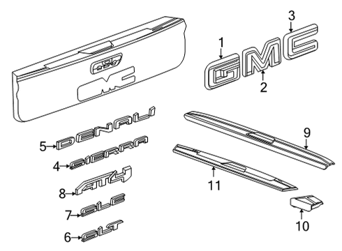 2025 GMC Sierra 3500 HD Exterior Trim - Pick Up Box Diagram 7 - Thumbnail