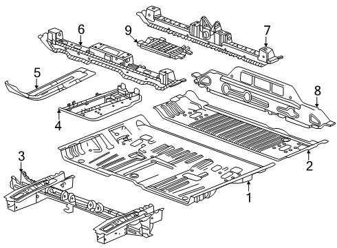 2025 Chevy Equinox Floor & Rails Diagram