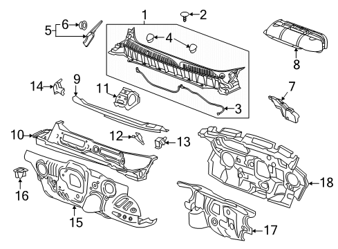 2018 GMC Acadia Plenum Panel Bracket Diagram for 23395188