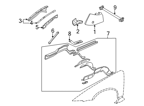 1998 Buick Regal Structural Components & Rails Diagram
