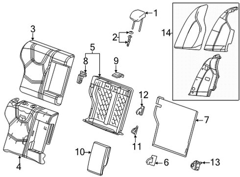 2023 Cadillac CT4 Seat Back Cover, Black, Rear Diagram for 87838421