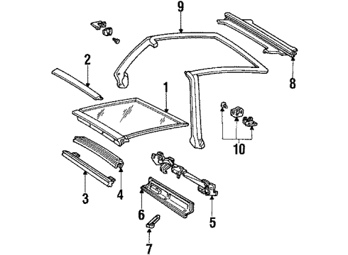 1988 Chevy Camaro Glass & Hardware - Roof Diagram