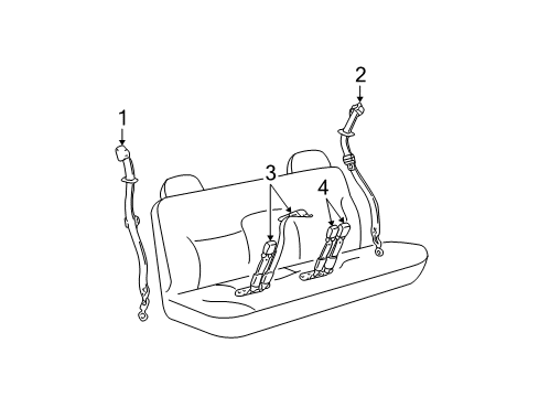 1995 GMC C2500 Center Seat Belt, Gray, Rear Passenger Side Diagram for 12384285