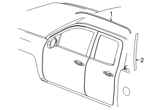 2019 GMC Sierra 1500 Limited Roof Molding, Black, Driver Side Diagram for 84293178