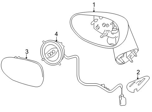 2006 Pontiac Solstice Mirror Glass, Rear Driver Side Diagram for 15236510