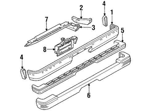 1992 Chevy S10 Blazer Bumper Brace, Driver Side Diagram for 15554555