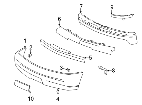 2004 Cadillac Escalade Bumper & Components - Front Diagram