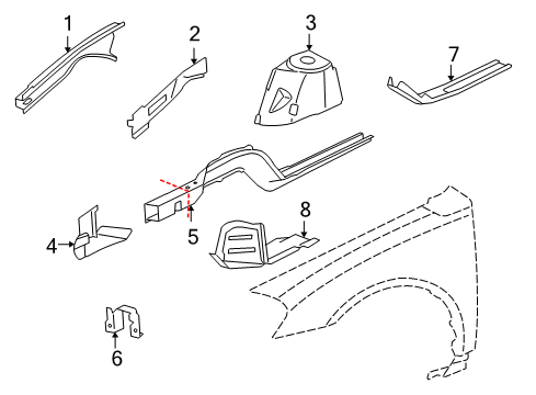 2010 Chevy Impala Structural Components & Rails Diagram