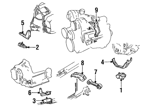 1984 Pontiac 6000 Engine & Trans Mounting Diagram 3 - Thumbnail