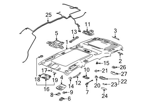 2004 Cadillac SRX Dome Lamp Diagram for 15032587
