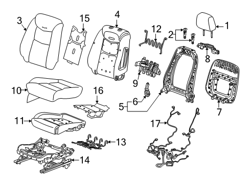 2025 Cadillac XT6 Driver Seat Components Diagram 2 - Thumbnail