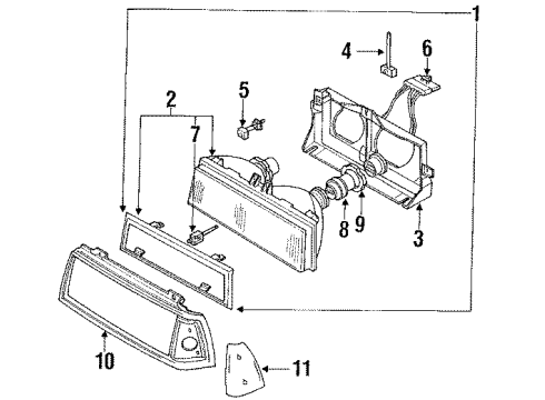 1990 Oldsmobile Delta 88 Headlamp Components Diagram