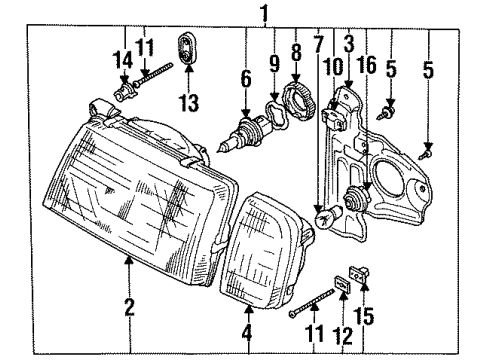 1998 Chevy Tracker Signal Lamp Bulb Diagram for 9428904