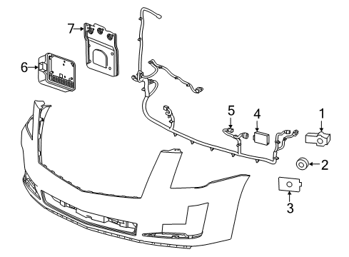 2019 Cadillac Escalade Electrical Components - Front Bumper Diagram