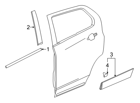 2019 Chevy Equinox Exterior Trim - Rear Door Diagram