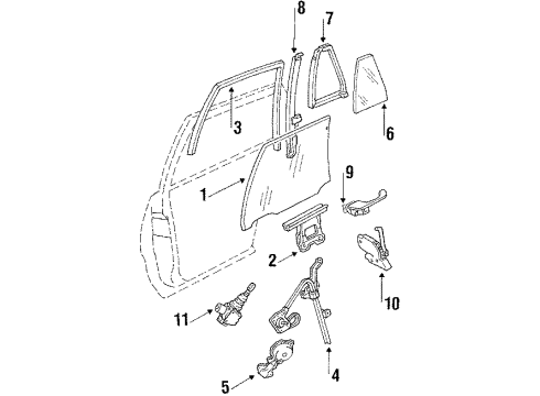1988 Buick LeSabre Rear Door - Lock & Hardware Diagram