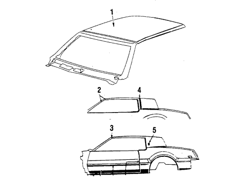 1984 Oldsmobile Toronado Roof & Back Glass Diagram